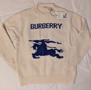 Burberry Women's Equestrian Knight Design Sweater in Cream